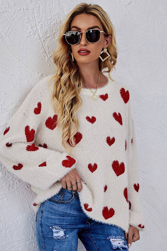 All over heart sweater