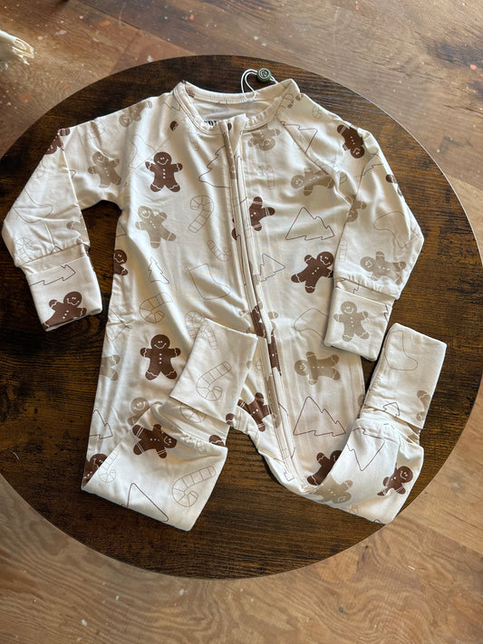 Gingerbread Zip Romper