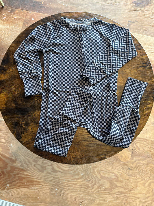 Midnight Checker Zip Romper