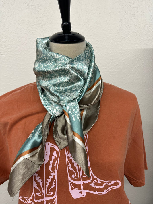 Seafoam and Tan Paisley