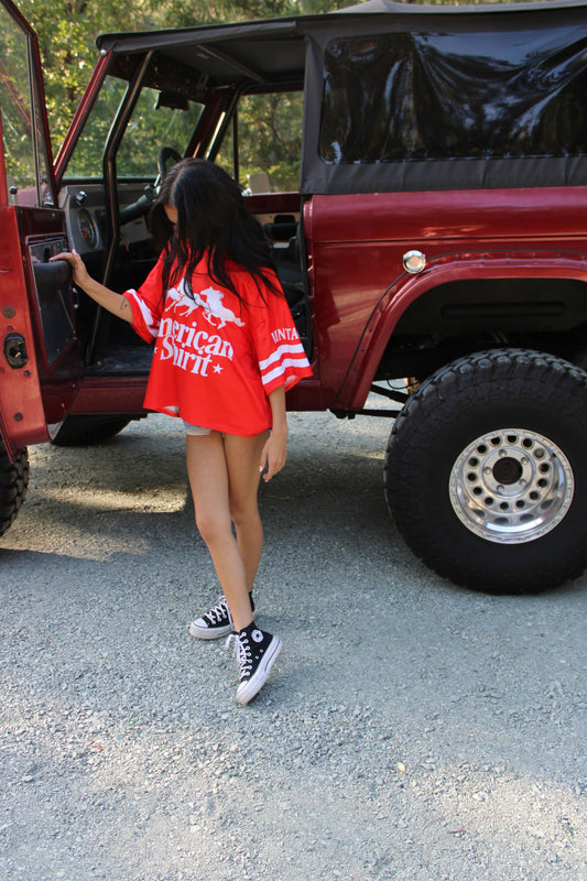 American Spirit Mesh Jersey Cherry Red Western Trendy Cowboy
