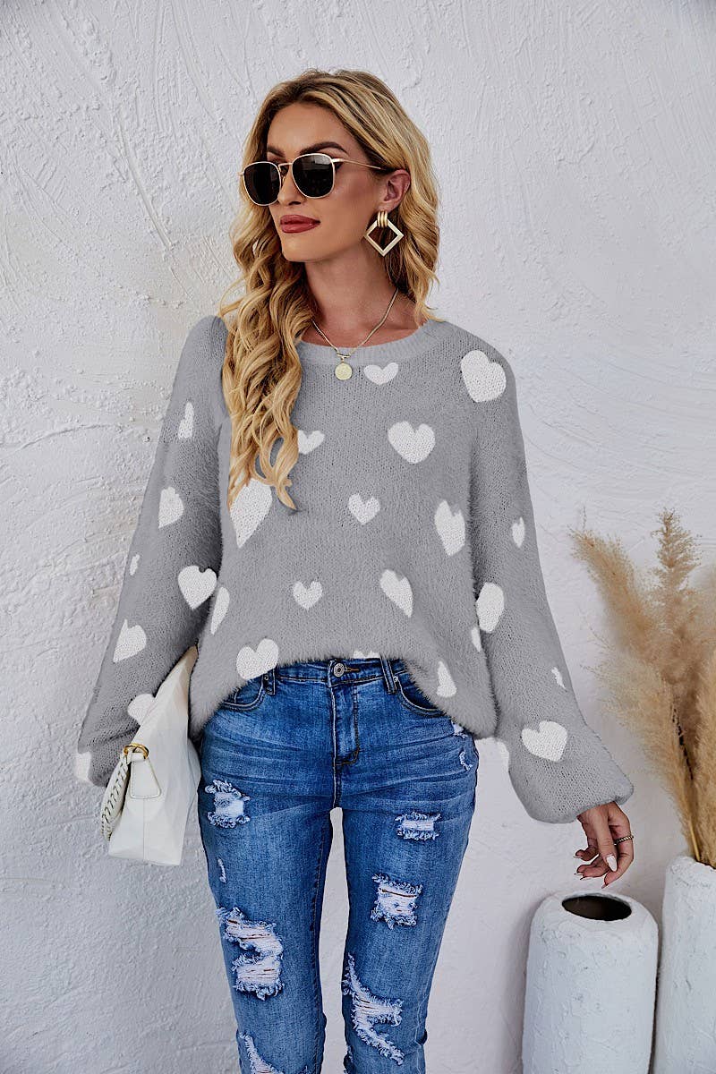 All over heart sweater