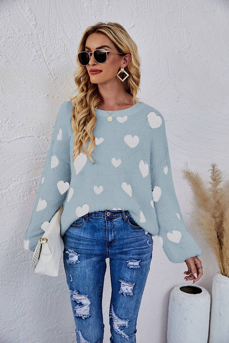 All over heart sweater