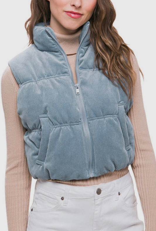 Corduroy Puffer Crop Vest