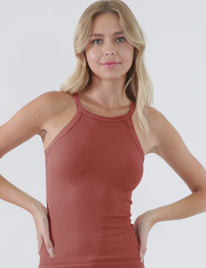 High-neck Ribbed Tank