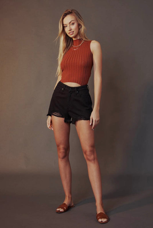 Kancan High Rise Mom Shorts Black