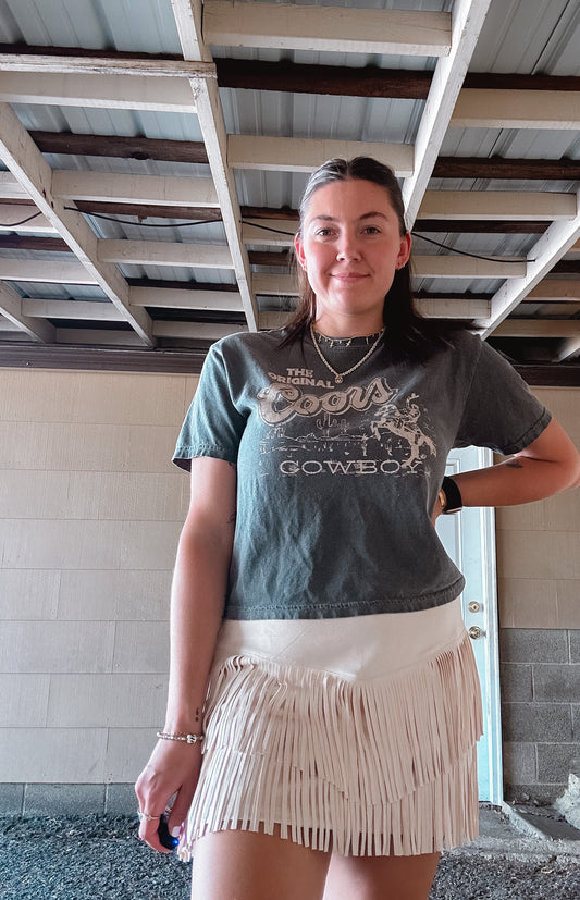 Suede Fringe Skirt